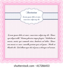 Retro vintage invitation template. Sophisticated design. With great quality guilloche pattern. 
