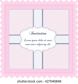 Retro vintage invitation template. Sophisticated design. With great quality guilloche pattern. 