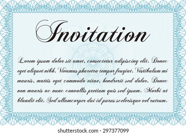 Retro vintage invitation. Vector illustration.With guilloche pattern and background. Retro design. 