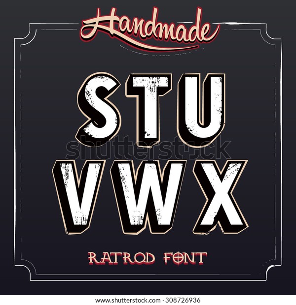 Retro Vintage Label Alphabet. Vector Grunge Font from S\
to X