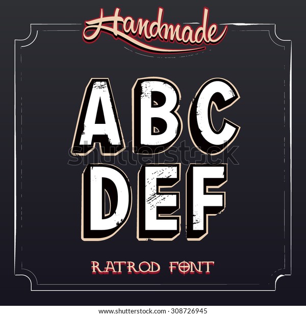 Retro Vintage Label Alphabet. Vector Grunge Font from A\
to F