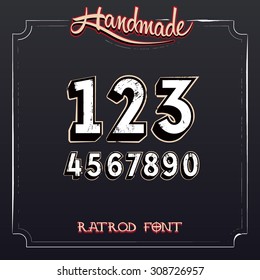 Retro Vintage Label Font. Vector Grunge Numbers