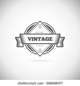 Retro Vintage label outline emblem or Logo set. Vector design elements template.