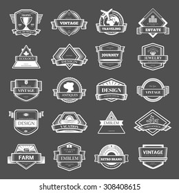 Retro Vintage label outline emblem or Logo set. Vector design elements template.