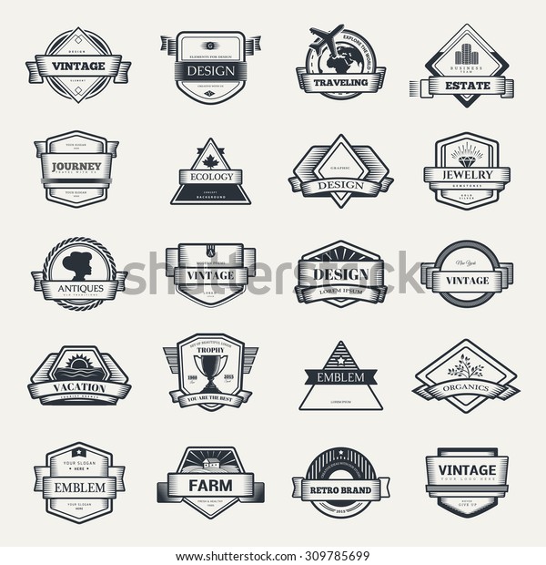 Retro Vintage Label Outline Emblem Logo Stock Vektorgrafik Lizenzfrei