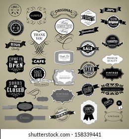 Retro Vintage labels collection/ different style label, stamp, ribbon