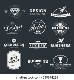 Retro Vintage labels or Logo. Vector design elements business signs branding  badges objects.