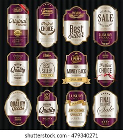 Retro vintage labels silver and black collection