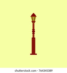 Retro vintage lamp post with electricity lantern vector illustration