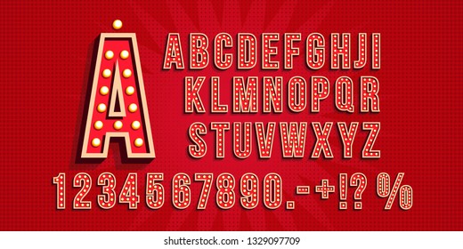 Retro Vintage Light Bulb Lamp Font Stock Vector (Royalty Free ...