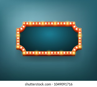 Retro vintage light frame. Vector illustration