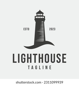 Retro vintage lighthouse logo design illustration with nautical symbol, design icon, design template can be used for nautical logo.