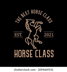 retro vintage line art horse logo