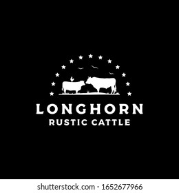 Retro Vintage Livestock Cattle Angus Beef logo design vector