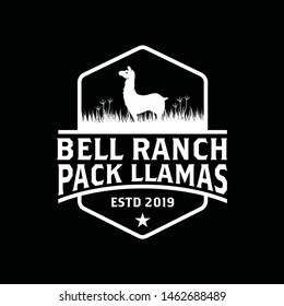Retro Vintage / llama /  Emblem Label logo design vector