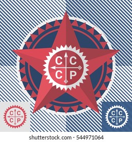 Retro Vintage Logo Design with Arrows and Red Star