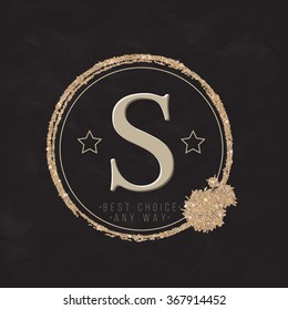 Retro Vintage Logotype. Vector design elements, business sign  logo identity label badge with golden ring.