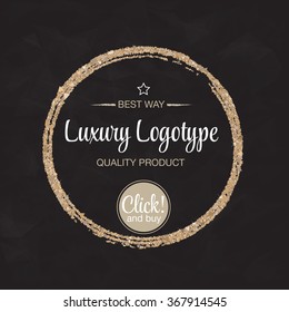 Retro Vintage Logotype. Vector design elements, business sign  logo identity label badge with golden ring.