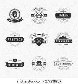 Retro Vintage Logotypes or insignias set. Vector design elements, business signs, logos, identity, labels, badges, apparel, shirts, ribbons, stickers and other branding objects.