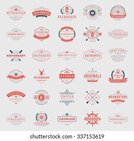 Retro Vintage Logotypes or insignias set. Vector design elements, business signs, logos, identity, labels, badges, apparel, shirts, ribbons, stickers and other branding objects.