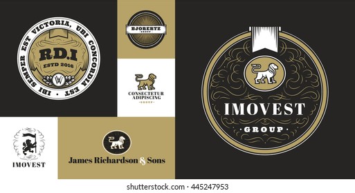 Retro Vintage Logotypes or insignias set. Vector design elements for your designs: business signs, logos, identity, vintage labels, badges, apparel print design, stickers and other branding objects.