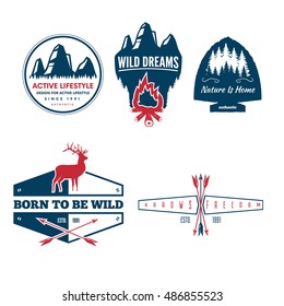 Retro Vintage Logotypes or insignias set. Vector design elements, business signs, logos, identity, labels, badges, apparel, shirts, ribbons, stickers and other branding objects.