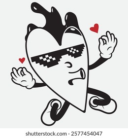 Retro Vintage Love doodle character