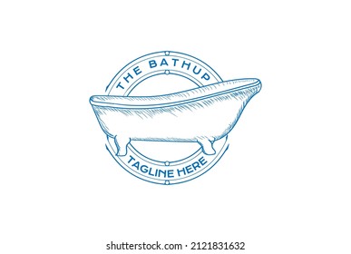 Baignoire de luxe Rétro Vintage Badge Insigne Étiquette Logo Cachet Création Image Vectorielle
