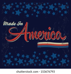 Retro - Vintage Made in America Sign - Vector - Grunge effects can be easily removed.