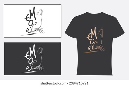 Retro vintage meow t shirt design Typography Vector Illustration