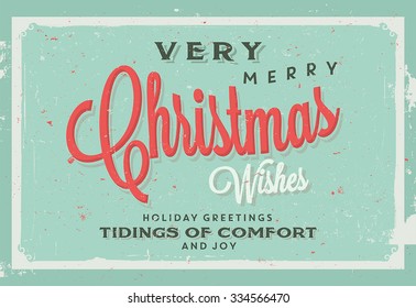 Retro Vintage Merry Christmas Background for Greeting Card, Poster, Label and Other Decoration Surface with Typographic Elements