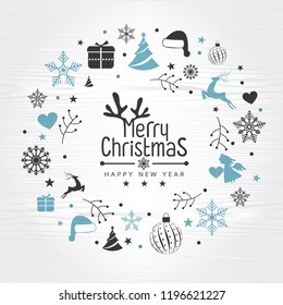 Retro Vintage Merry Christmas Greeting Card with Typography
