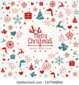 Retro Vintage Merry Christmas Greeting Card with Typography