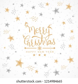 Retro Vintage Merry Christmas Greeting Card with Typography
