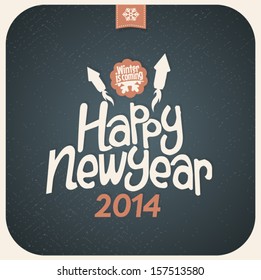 Retro Vintage Merry Christmas Greeting Card with Typography 