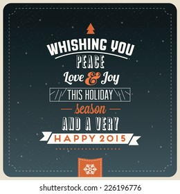 Retro Vintage Merry Christmas Greeting Card with Typography 