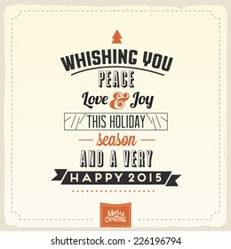 Retro Vintage Merry Christmas Greeting Card with Typography 