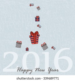 Retro Vintage Merry Christmas Greeting Card with gifts  Typography 