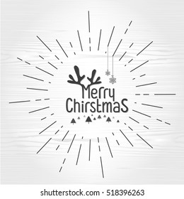 Retro Vintage Merry Christmas Greeting Card with Typography