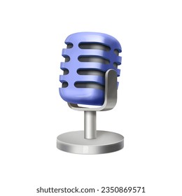 Retro, vintage microphone 3d icon vector. Soud record symbol