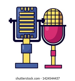 retro vintage microphone festival music poster vector illustration