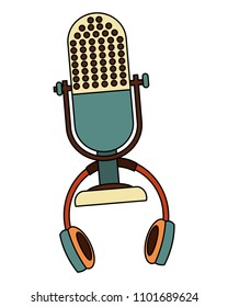 retro vintage microphone headphones equipment