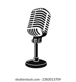 Retro, Vintage Microphone Icon on White Background. Vector.