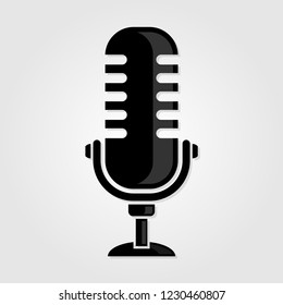Retro, vintage microphone icon. Vector illustration.