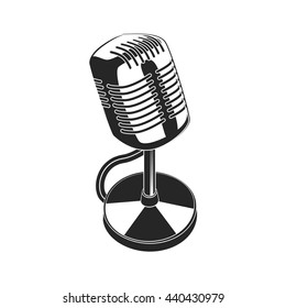 Retro, vintage microphone. Vector illustration of isolated
