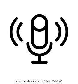 Retro vintage microphone vector on white background. Mic silhouette. Music, voice, record icon. Recording studio symbol