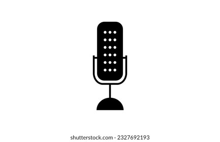 Retro vintage microphone vector on white background. Mic silhouette. Music, voice, record icon. Recording studio symbol. Flat stye vector illustration