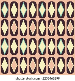 Retro vintage Mid Century pattern in 70s style. Retro geometrical seamless background. Vector illustration