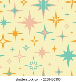 Retro vintage Mid Century pattern in 70s style. Retro geometrical seamless background. Vector illustration