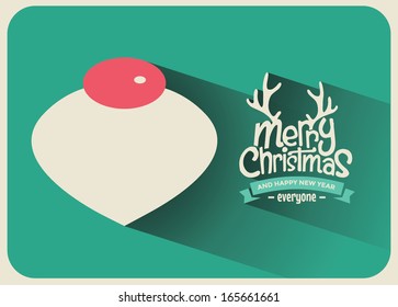 Retro Vintage Minimal Long Shadow Merry Christmas Background with Typography 
